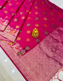 Dazzling Wine Organza Silk Saree With Redolent Blouse Piece