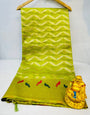 Serendipity Lemon Kanjivaram Silk Saree With Glittering Blouse Piece