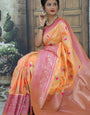 Wonderful Peach Kanjivaram Silk Saree With Tremendous Blouse Piece