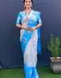 Gorgeous Off White Soft Silk Saree With Unequalled Blouse Piece