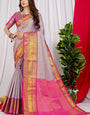 Fragrant Lavendor Kanjivaram Silk Saree With Demure Blouse Piece