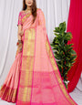 Fragrant Pink Kanjivaram Silk Saree With Demure Blouse Piece