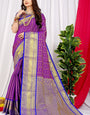 Fragrant Purple Kanjivaram Silk Saree With Demure Blouse Piece