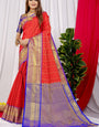 Fragrant Red Kanjivaram Silk Saree With Demure Blouse Piece