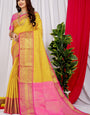 Fragrant Yellow Kanjivaram Silk Saree With Demure Blouse Piece