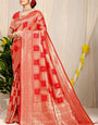 Deserving Red Kanjivaram Silk Saree With Glittering Blouse Piece