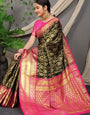 Attractive Black Soft Banarasi Silk Saree With Divine Blouse Piece