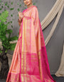 Jazzy Pink Soft Banarasi Silk Saree With Divine Blouse Piece