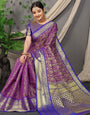 Hypnotic Purple Soft Banarasi Silk Saree With Divine Blouse Piece