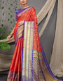 Exceptional Red Soft Banarasi Silk Saree With Divine Blouse Piece