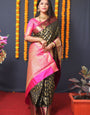 Invaluable Black Kanjivaram Silk Saree With Extraordinary Blouse Piece