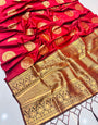 Sensational Maroon Kanjivaram Silk Saree and Angelic Blouse Piece