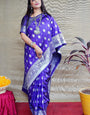 Prodigal Royal Blue Banarasi Silk Saree With Symmetrical Blouse Piece