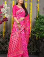 Palimpsest Dark Pink Banarasi Silk Saree With Arresting Blouse Piece