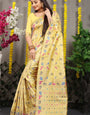 Petrichor Lemon Banarasi Silk Saree With Arresting Blouse Piece