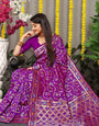 Ratatouille Purple Banarasi Silk Saree With Arresting Blouse Piece