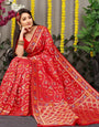 Redolent Red Banarasi Silk Saree With Arresting Blouse Piece