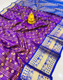 Sensational Purple Soft Banarasi Silk Saree With Elision Blouse Piece