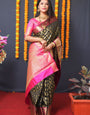 Diaphanous Black Kanjivaram Silk Saree With Beauteous Blouse Piece