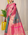 Traditional Grey Banarasi Silk Saree With Forbearance Blouse Piece