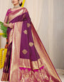 Precious Wine Banarasi Silk Saree With Forbearance Blouse Piece