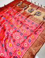 Staring Pink Soft Patola Silk Saree with Demanding Blouse Piece