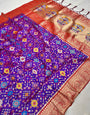 Beautiful Purple Soft Patola Silk Saree with Demanding Blouse Piece