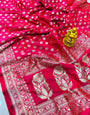 Ephemeral Dark Pink Banarasi Silk Saree With Seraglio Blouse Piece