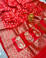 Evanescent Peach Banarasi Silk Saree With Seraglio Blouse Piece