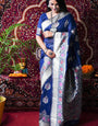 Profuse Navy Blue Linen Silk Saree With Super Tempting Blouse Piece