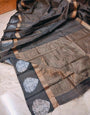 Scrumptious Grey Linen Silk Saree With Super Lovely Blouse Piece