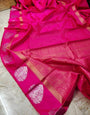 Felicitous Pink Linen Silk Saree With Super Lovely Blouse Piece