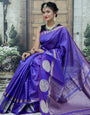 Delectable Royal Blue Linen Silk Saree With Super Alluring Blouse Piece