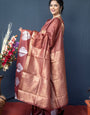 Confounding Brown Linen Silk Saree With Super Mesmerising Blouse Piece