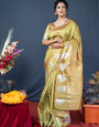 Eloquence Mehndi Linen Silk Saree With Radiant Blouse Piece