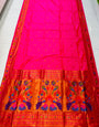 Bewitching Dark Pink Paithani Silk Saree With Ethnic Blouse Piece