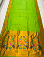 Fancifull Green Paithani Silk Saree With Ethnic Blouse Piece