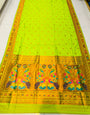 Opulent Parrot Paithani Silk Saree With Ethnic Blouse Piece