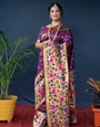 Desirable Purple Paithani Silk Saree With Sizzling Blouse Piece