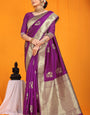 Sensational Purple Kanjivaram Silk Saree With Arresting Blouse Piece