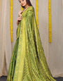 Gorgeous Green Kanjivaram Silk Saree With Scintilla Blouse Piece