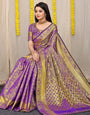 Alluring Purple Kanjivaram Silk Saree With Scintilla Blouse Piece