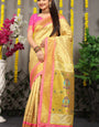 Classy Beige Kanchipuram Silk Saree With Incomparable Blouse Piece