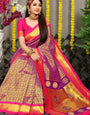 Ephemeral Purple Kanchipuram Silk Saree With Ideal Blouse Piece