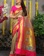 Gleaming Rama Kanchipuram Silk Saree With Incomparable Blouse Piece