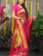 Attractive Wine Kanchipuram Silk Saree With Incomparable Blouse Piece