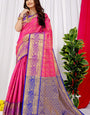 Sophisticated Dark Pink Soft Banarasi Silk Saree With Impressive Blouse Piece