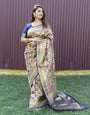 Forbearance Blue Kanjivaram Silk Saree With Mellifluous Blouse Piece