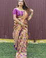 Lassitude Purple Kanjivaram Silk Saree With Mellifluous Blouse Piece