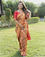 Lissome Red Kanjivaram Silk Saree With Mellifluous Blouse Piece